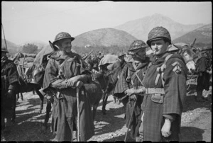 French Moroccan troops combine native costume and modern fighting equipment in Italy, World War II - Photograph taken by George Kaye