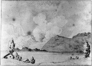 [Merrett, Joseph Jenner] 1815-1854 :A cascade of boiling water at Rotu Mahana. - [Early 1840s].