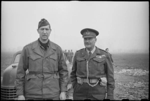 General Mark Clark and Lieutenant General Sir Bernard Freyberg at NZ Division HQ in Italy - Photograph taken by J Short