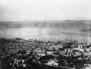 Overlooking Wellington city, wharves, and harbour
