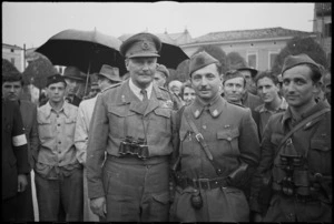 Lieutenant General Sir Bernard Freyberg with the Commander of the 9th Yugoslav Corps, Italy - Photograph taken by George Kaye