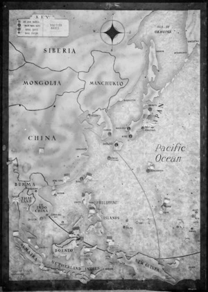 Relief map of Japan and South East Asia from Camouflage Unit, AHQ, World War II