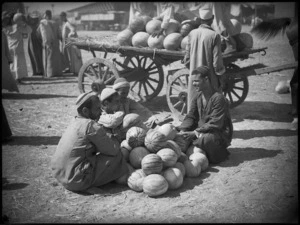 Scene at the Cairo melon market, Egypt - Photograph taken by George Kaye