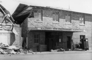 Premises of T H Crutchley, bakery, in Taradale, damaged by the 1931 Hawke's Bay earthquake