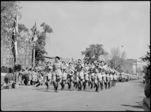 Band of a New Zealand Amoured Unit during an Empire Day parade through Cairo, Egypt