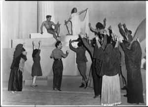 New Zealanders on stage during a command performance before the King of Egypt in Cairo, Egypt