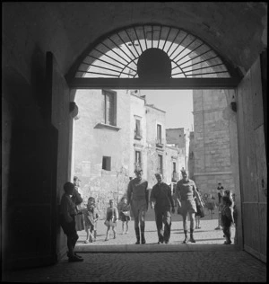 New Zealand soldiers explore the byways of old Bari, Italy, World War II - Photograph taken by George Kaye