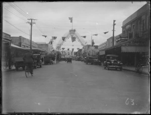 Heretaunga Street, Hastings, decorated for the Advance Hastings Carnival