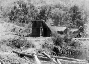 Scene including a gold diggers hut - Photograph taken by Josiah Martin