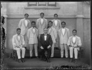 Senior pupils with unidentified teacher, Maori Agricultural College, Hastings