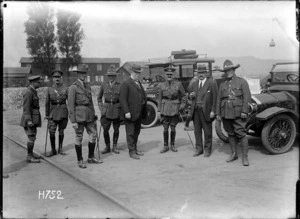 William Massey and Joseph Ward with unidentified members of the armed forces at Rouen