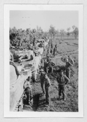 Tanks and soldiers at Massa Lombarda, Italy - Photograph taken by W K Lloyd