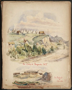 [Hobson, Henry], fl 1881 :The camp at Pungarehu, N.Z.; the Redoubt at Opunake, N.Z. [1881-1882]