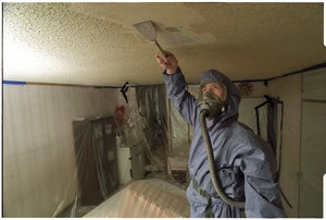 Chimpy Browne at work removing asbestos - Photograph taken by John Nicholson