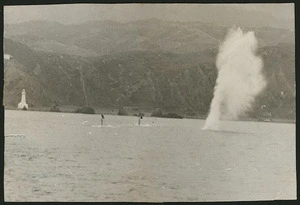 Howitzer shell landing in Wellington Harbour, New Zealand