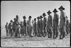 William Joseph Jordan inspecting NZ reinforcements at Base Camp, Maadi