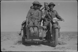 New Zealanders try out a captured German motorcycle, World War II