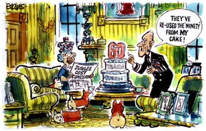 Evans, Malcolm Paul, 1945- :'They've re-used the "ninety" from my cake!' 23 March 2012