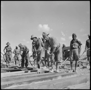 NZ Railway Construction Company at work on the Western Desert railway, World War II