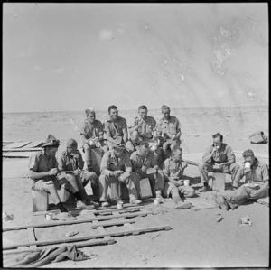 Mealtime with the NZ Railway Construction Company in the Western Desert, World War II