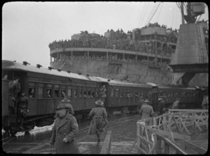 Arrival at Wellington of 1st furlough draft of 2 NZEF