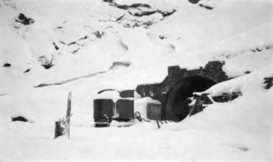 Entrance to the Homer tunnel, under snow