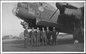 Photograph of Royal Air Force crew in front of plane