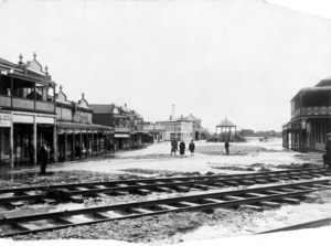 Ring, James, 1856-1939: Flood in Greymouth, shows Boundary Street