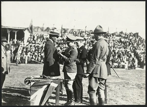 Edward prince of Wales presenting medals, Rotorua, New Zealand