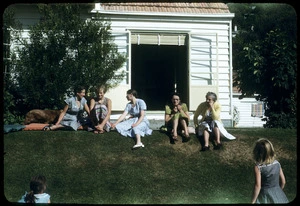 Members of the Macallane family on the lawn