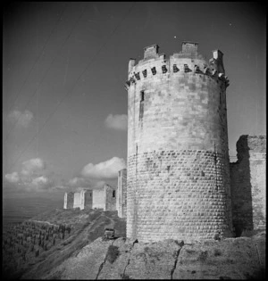 Tower of the ancient fortress of Lucera, Italy, World War II - Photograph taken by George Kaye
