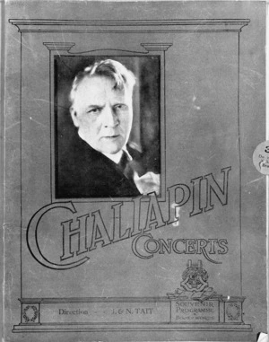 Artist unknown :Chaliapin concerts. Direction J & N Tait. Souvenir programme & book of words. [Programme cover. 1926].