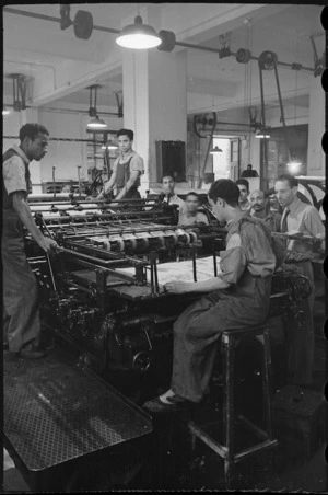 Printing the cover of NZEF Times in Cairo, Egypt, World War II - Photograph taken by George Bull