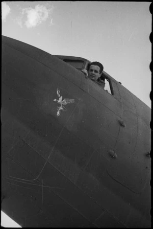 Insignia on RAF aeroplane carrying the NZEF Times to Italy, World War II - Photograph taken by George Bull