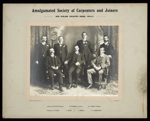 Amalgamated Society of Carpenters and Joiners. New Zealand Executive Board, 1910-11 - Photograph taken by Hardie Shaw Studios