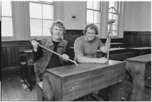 Demolition workers at St Patrick's College, Wellington - Photograph taken by Ross Giblin