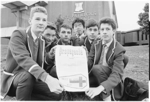 The controversial school magazine Propaganda, and the editorial team from St Patrick's College, Wellington - Photograph taken by Phil Reid