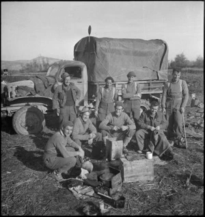 A section of New Zealand Engineers on the Sangro River Front, Italy, World War II - Photograph taken by George Kaye
