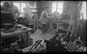 General view of the typewriter repair section at Maadi Camp, Egypt - Photograph taken by George Bull