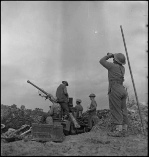 NZ anti aircraft gun post on the Italian Front, World War II - Photograph taken by George Kaye