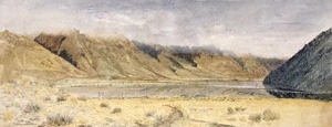 Hodgkins, William Mathew, 1833-1898 :[The Remarkables, Black Peak and Lake Wakatipu, near Kingston]