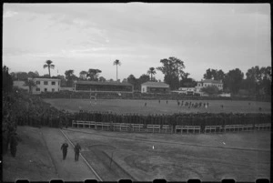 View of the crowd at the rugby football match between NZ and South Africa at the Alamein Club in Cairo, Egypt - Photograph taken by G Bull