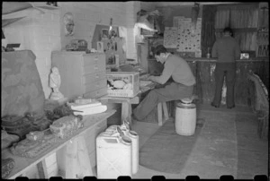 Model makers room at the NZ Armoured Training School, Egypt, World War II - Photograph taken by George Bull