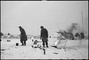 Boiling up in the snow after the heavy fall on New Year's Eve on the Italian Front, World War II - Photograph taken by George Kaye