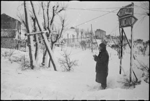Typical scene on NZ Sector of the Italian Front after heavy snowfall, World War II - Photograph taken by George Kaye