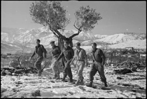 NZ Sector on the Italian Front under a mantle of snow that fell on New Year's Eve, World War II - Photograph taken by George Kaye