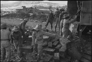 Basutos unloading ammunition under direction of New Zealanders on the Italian Front, World War II - Photograph taken by George Kaye