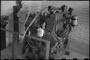 Model Staghound engine at the NZ Armoured Training School at Maadi Camp, Egypt - Photograph taken by George Bull