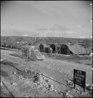Main entrance to the New Zealand Advance Base Camp in Italy, World War II - Photograph taken by M D Elias