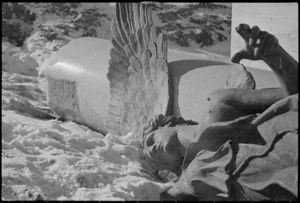 Statue lying in the snow in the forward areas of the Italian Front, World War II - Photograph taken by George Kaye